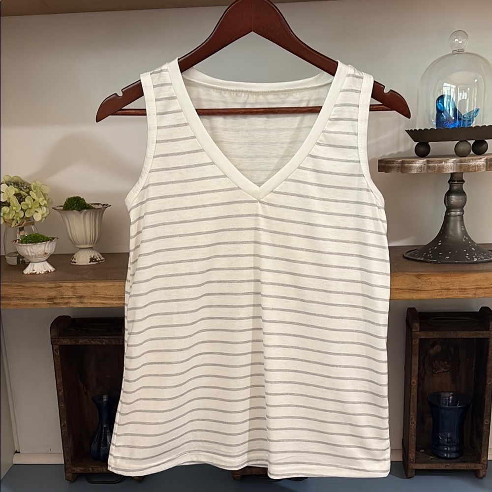 Striped White Sleeveless Top